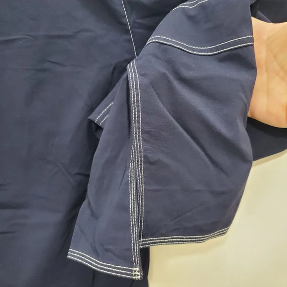 Lucy Activewear Women's Navy White Contrast Stitch Loose Fit Cropped Pants Sz M - Picture 4 of 8